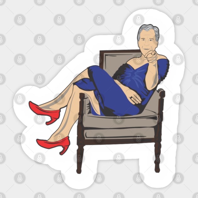 Jeffrey Epstein in blue dress Sticker by CabalCollection